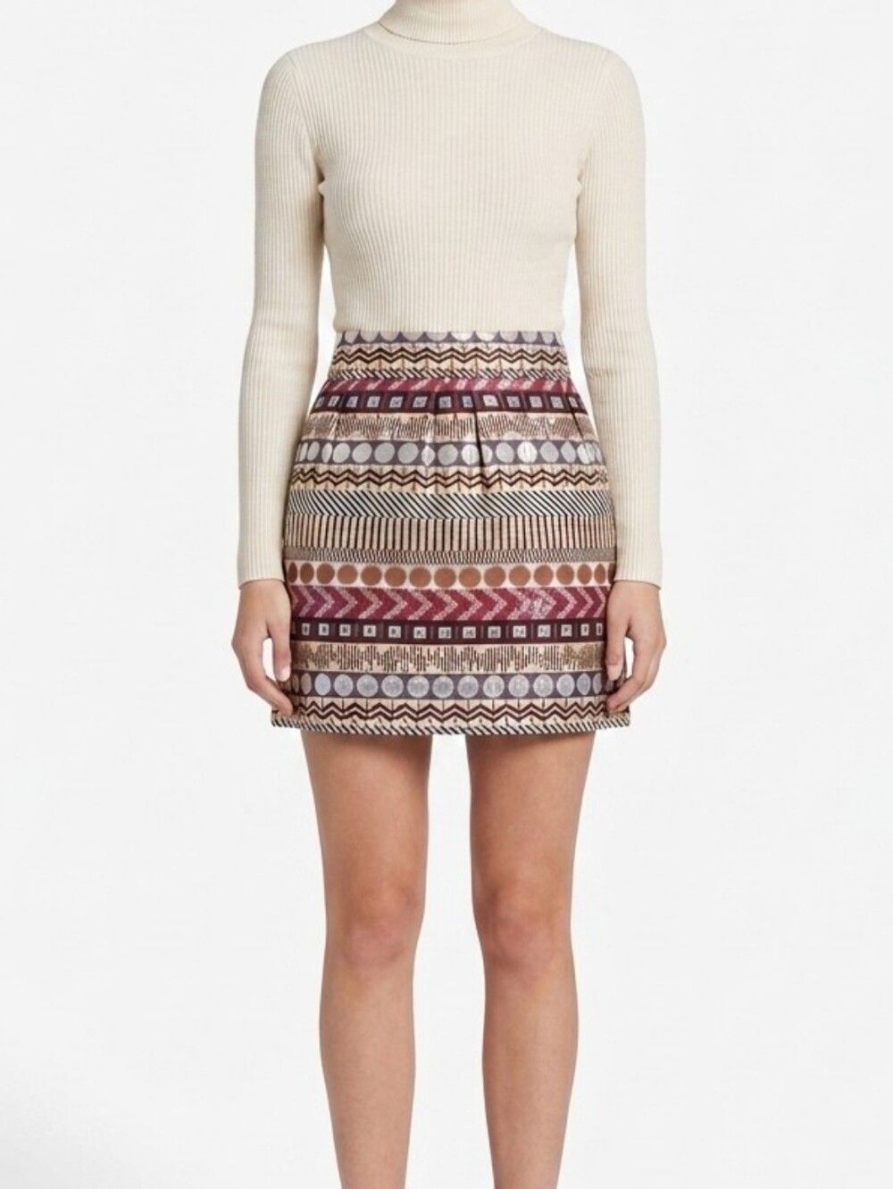 Anthro Nomad Morgan Carper Glistened Geo Mini Skirt 0 Metallic Boho Metallic